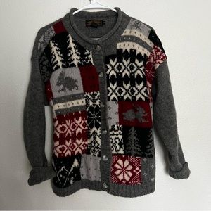 1992 Vintage Wool Eddie Bauer Christmas Cardigan